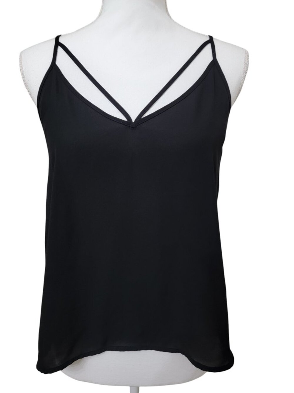 LUSH Size S Black Double Strap Criss-Cross Camisol Cami Tank, Sleeveless Top